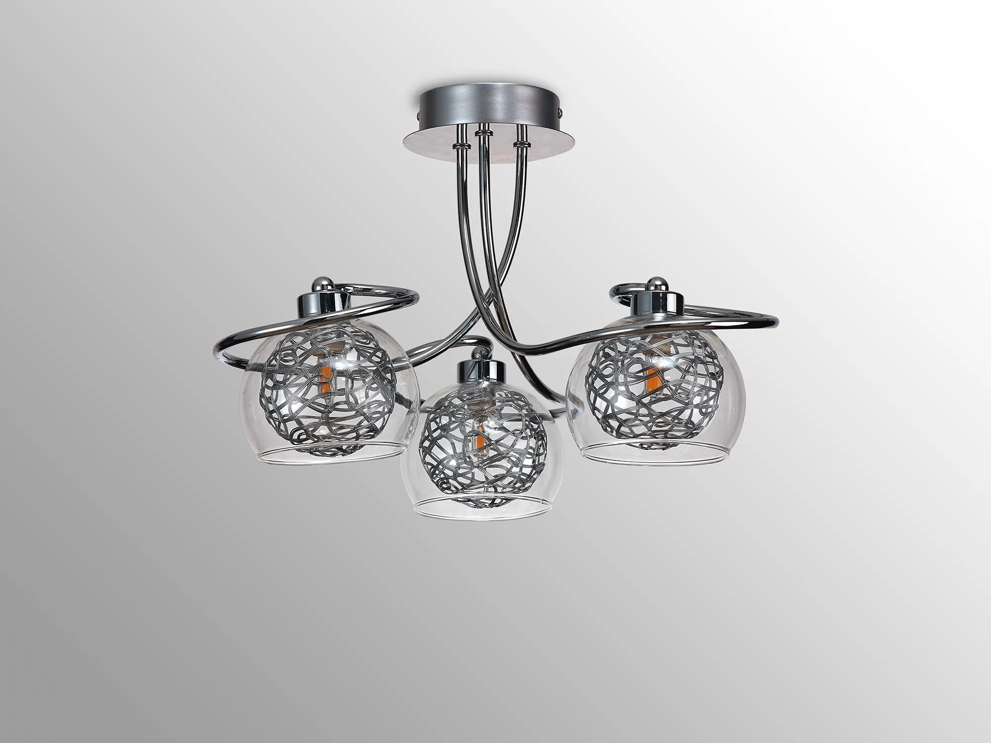 Talia Glass Semi Ceiling 3 Light Polished Chrome D0837  Deco Talia